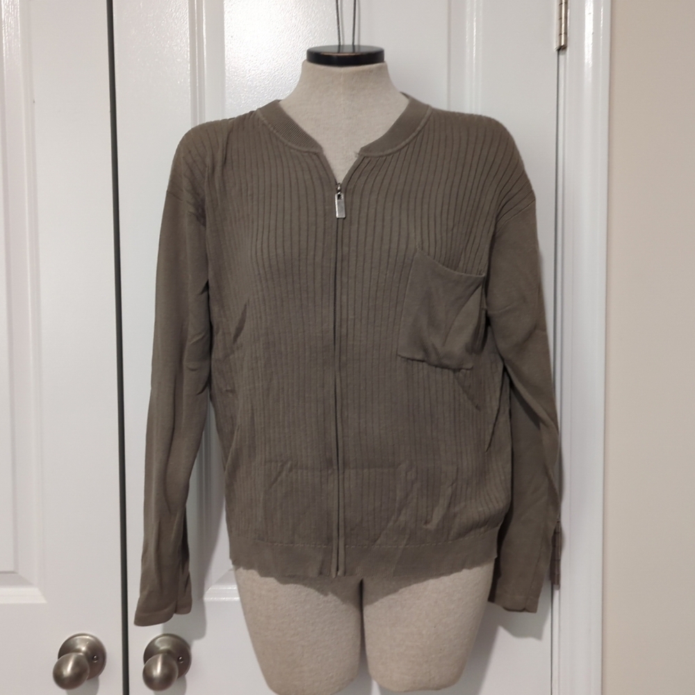 Chicos Design Zip Up Cardigan Size 1/Small Silk Blend- 111 - Picture 3 of 7